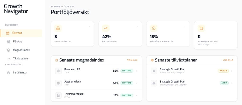 Growth Navigator \u2013 portf\u00f6lj\u00f6versikt