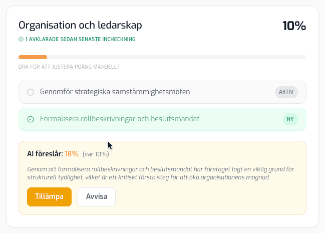 Check-in – AI-driven uppföljning av framsteg